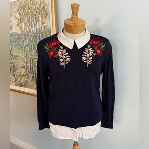 Ted Baker London Navy Embroidered Floral Sweater